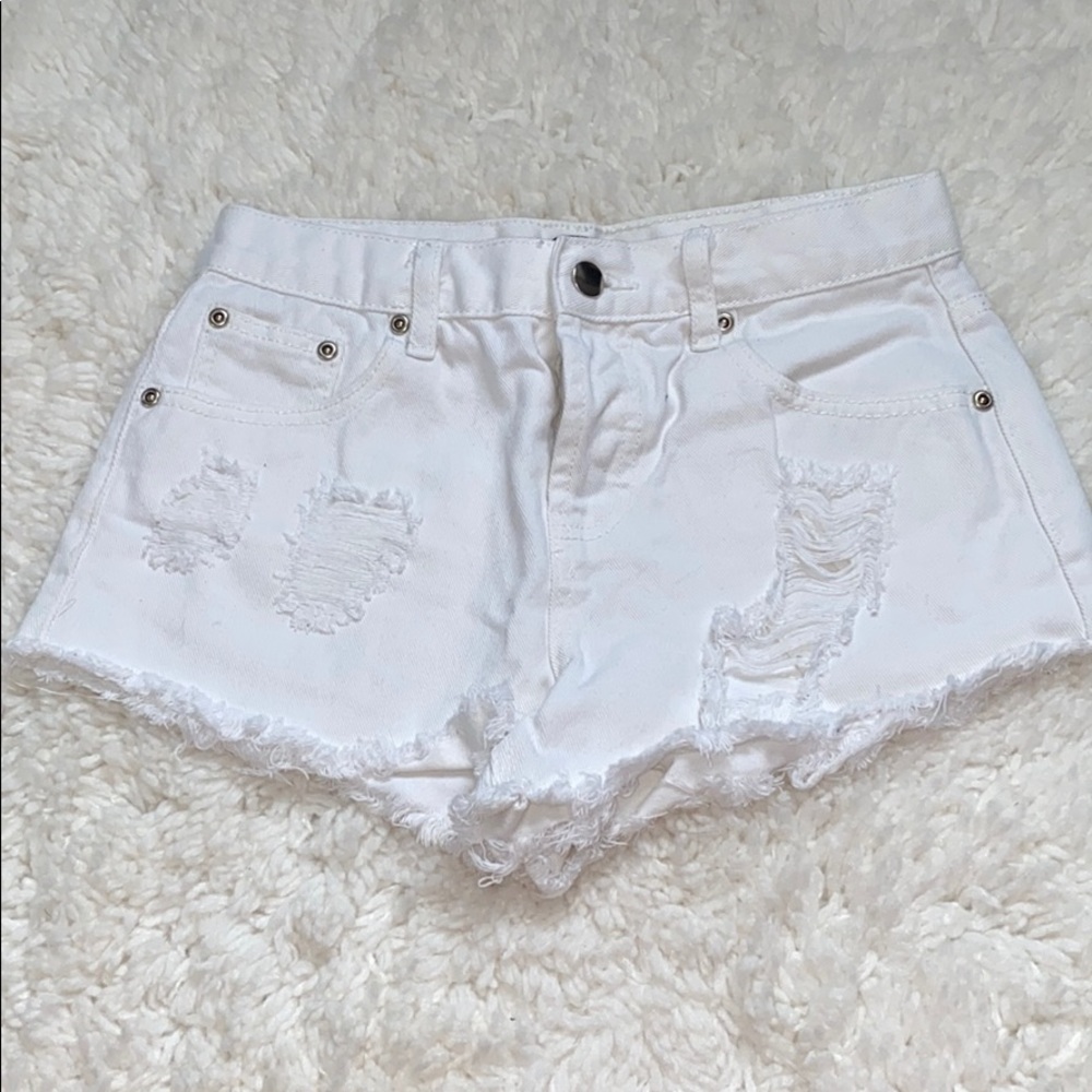Never Worn White Ripped Jean Shorts
